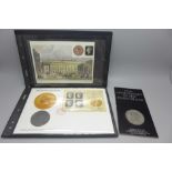 A 130th Anniversary of The Penny Black commemorative coin, Isle of Man 1990 and first day cover