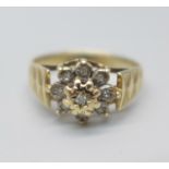 A 9ct gold and diamond ring, 1.7g, I