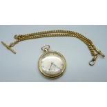 An early 20th Century Grosvenor pocket watch and double Albert chain