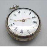 A silver pair cased verge fusee pocket watch, Eaton, London, cases marked London 1826
