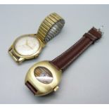 Two vintage wristwatches; Ingersoll and Ginsbo 21 jewel mechanical hand wound
