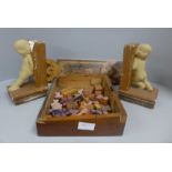 A pair of figural bookends and a collection of letter stamps **PLEASE NOTE THIS LOT IS NOT