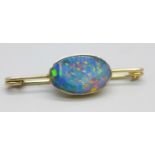 A 9ct gold and doublet opal brooch, Chester 1903, 5.3g, stone 13mm x 20mm
