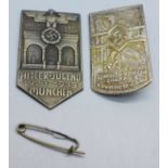 Two Hitler Youth rally badges