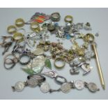 Jewellery and badges, etc., including silver
