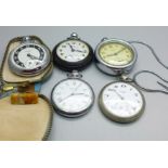 Five pocket watches including one Cyma