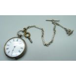 A lady's silver fob watch and Albertina