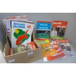 Sporting memorabilia; a collection of England home football programmes and three books