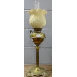 A brass oil lamp