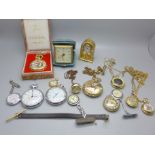 A collection of pocket, pendant watches, etc.