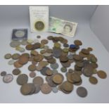 A collection of coins, some silver, 62g