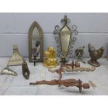 A collection of decorative items, including a sconce, wall mounts, etc. **PLEASE NOTE THIS LOT IS