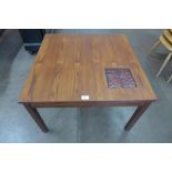 A Danish teak and tile topped coffee table and a gilt metal ceiling light