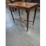 An Edward VII rosewood and satinwood inlaid occasional table