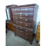 A George III oak and mahogany chest on chest