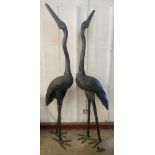 A pair of extremely large oriental bronze figures of cranes, approx. 255cms