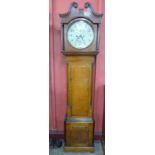 A 19th Century oak 8-day longcase clock, the painted circular dial signed Brookhouse & Tunnicliff,