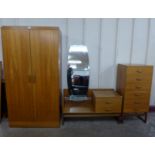 A G-Plan Quadrille teak three piece bedroom suite