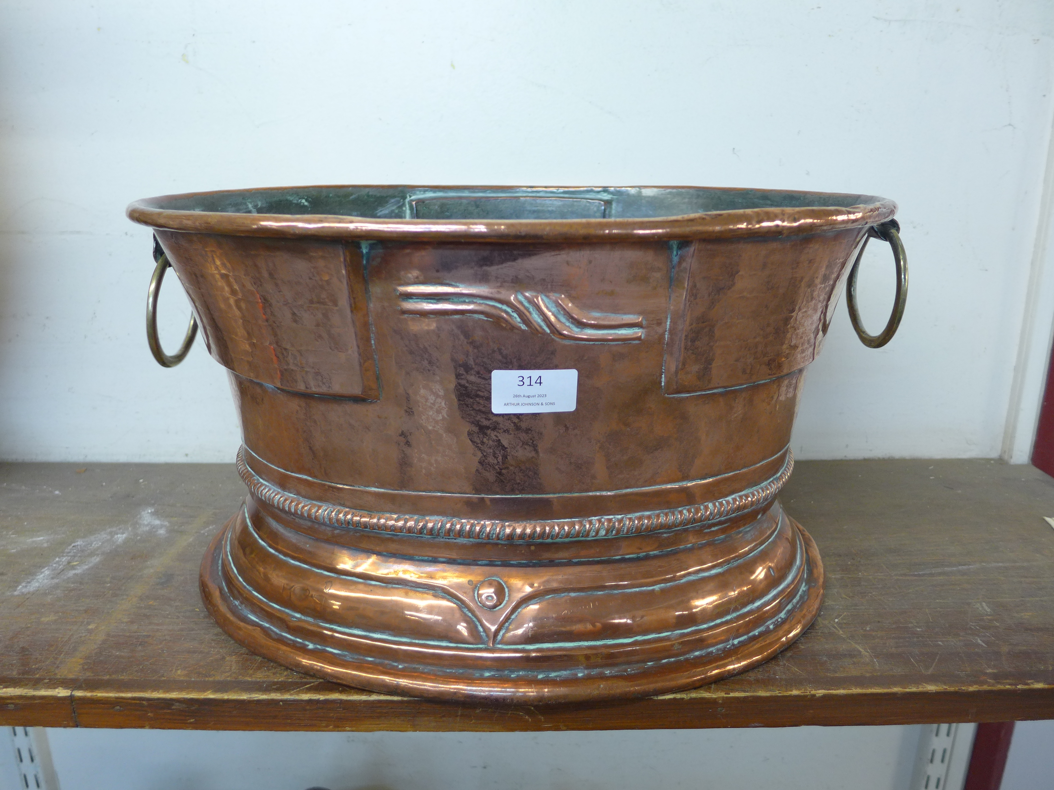 A Victorian copper two handled wine cooler