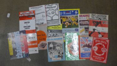 Football memorabillia:- Manchester United friendly and testimonial programmes including versus BSC