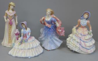 Four Royal Doulton figures of ladies; Hannah, Spring, Daydreams and Morning Breeze