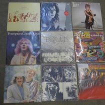 Twelve LP records, mainly 1970s and 1980s