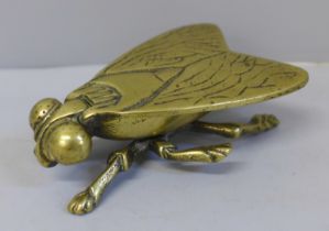 A brass fly vesta case, marked LP & Co.