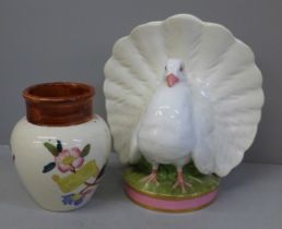 A Victorian dove posy vase and a Moore & Co. vase
