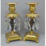 A pair of Regency gilt bronze candle lustres, 18.5cm
