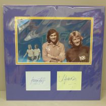 A George Best and Rodney Marsh autographed football display