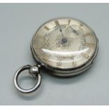 A Victorian silver cased pocket watch, London 1848