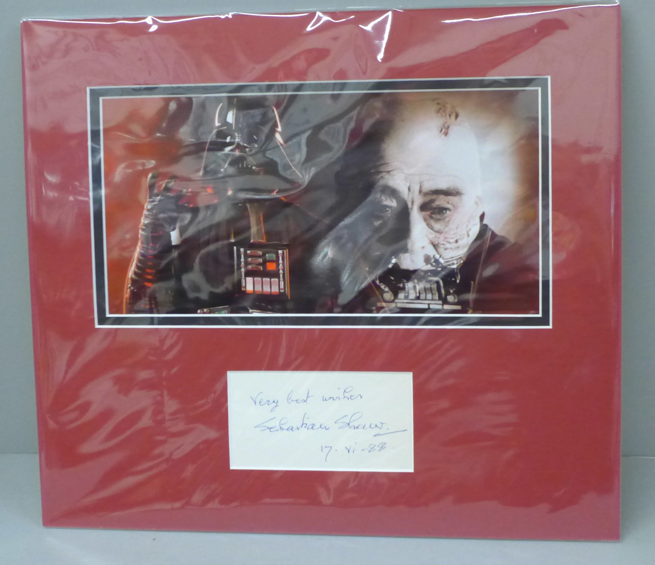 A Sebastian Shaw (Anakin Skywalker) autographed Star Wars display