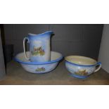 A wash jug, bowl and a chamberpot **PLEASE NOTE THIS LOT IS NOT ELIGIBLE FOR POSTING AND PACKING**