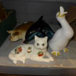 A collection of animal figures including a Poole dolphin **PLEASE NOTE THIS LOT IS NOT ELIGIBLE