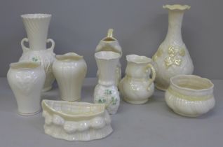 A collection of Belleek Irish porcelain