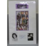 The Avengers autograph display with signatures of Honor Blackman, Diana Rigg and Linda Thorson