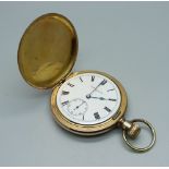 An Elgin full-hunter pocket watch, with monogram, lacking glass