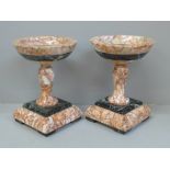 A pair of 19th Century French marble cassolette garnitures, 16cm