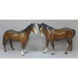 Two Beswick horses, one a/f (hind leg broken and re-glued)