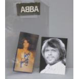 ABBA signed photos of Bjorn Ulvaeus and Anni-Frid Lyngstad, (2)