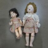 Two antique dolls with sleep eyes **PLEASE NOTE THIS LOT IS NOT ELIGIBLE FOR POSTING AND PACKING**