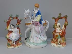 Two flatback figures and one other continental figural group