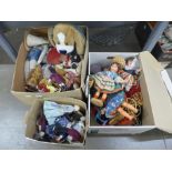 Three boxes of assorted dolls **PLEASE NOTE THIS LOT IS NOT ELIGIBLE FOR POSTING AND PACKING**