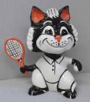 A Lorna Bailey cat, Tennis Player, 13cm