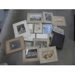 An album of CDV and cabinet cards, two empty albums and loose 19th Century mounted photographs