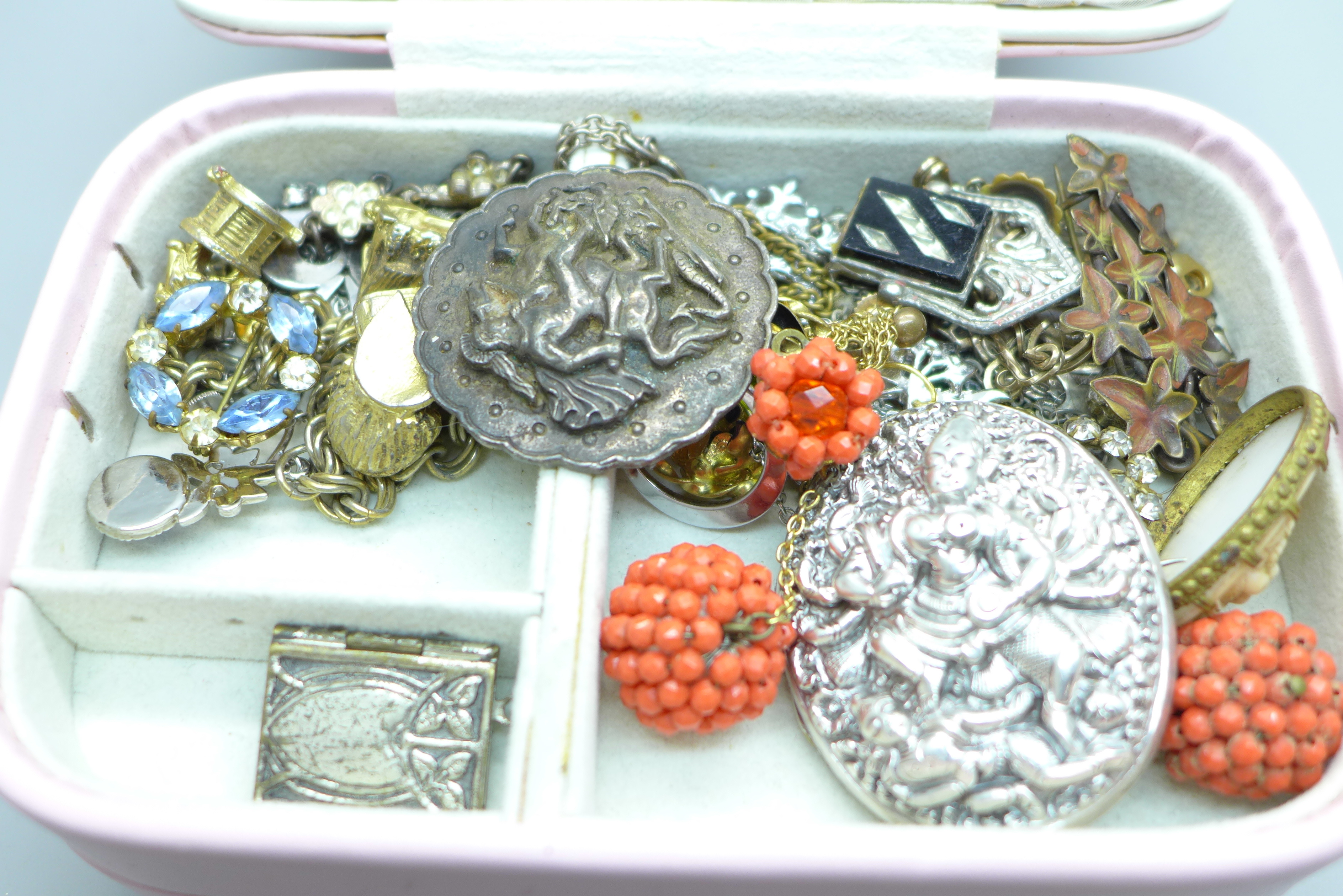 A box of vintage costume jewellery