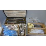 Assorted silver plated cutlery with a sterling silver knife **PLEASE NOTE THIS LOT IS NOT ELIGIBLE
