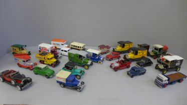 A collection of Matchbox and Lledo model vehicles