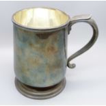 A large silver mug, Sheffield 1947, 348g, height 12cm, (without inscription)