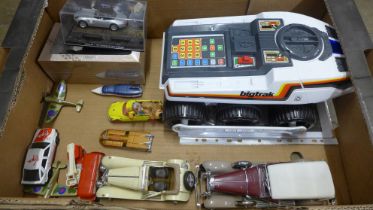 A Bigtrak electronic vehicle and other die-cast model vehicles; two Franklin Mint, Atlas Editions